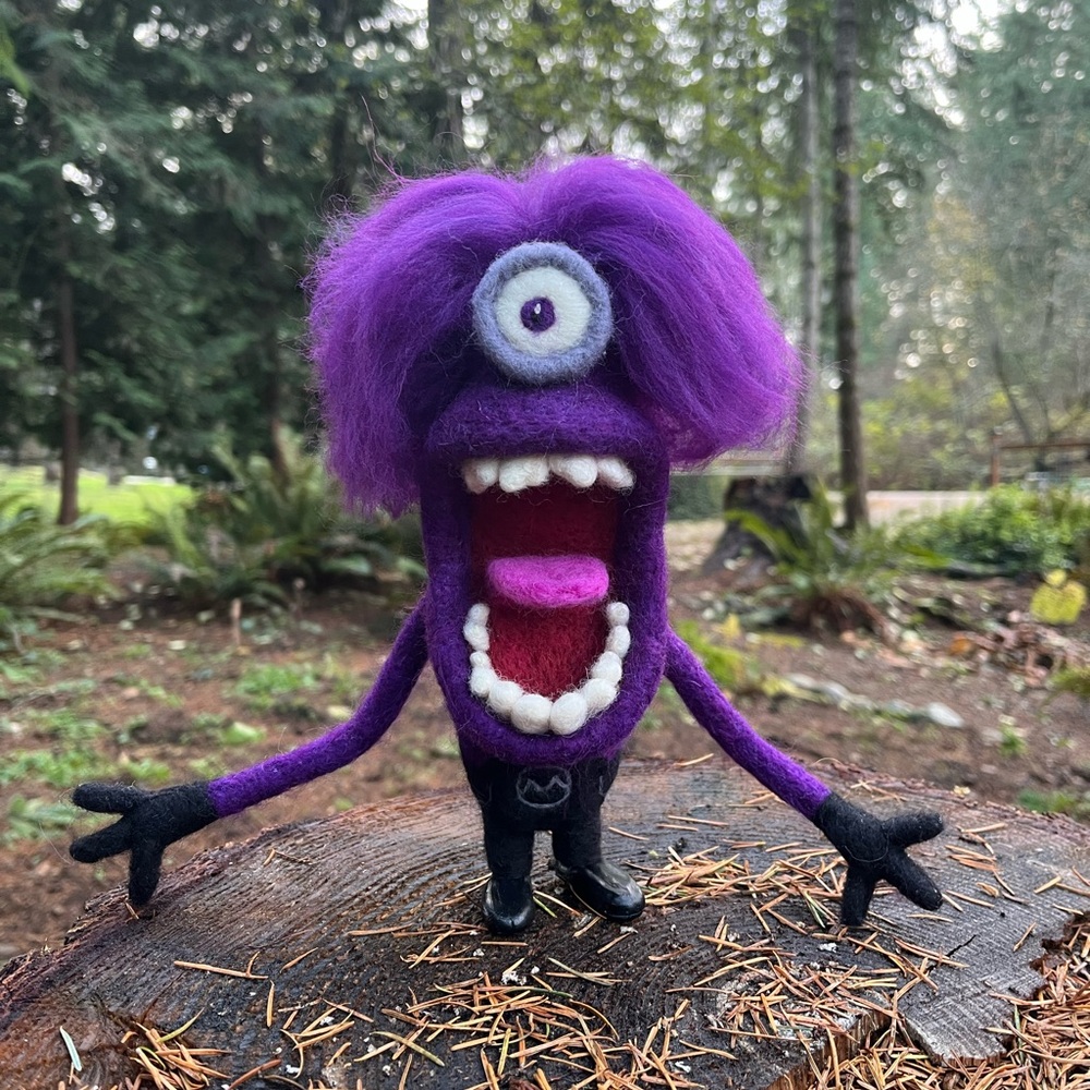 Felted figurine of a purple minion